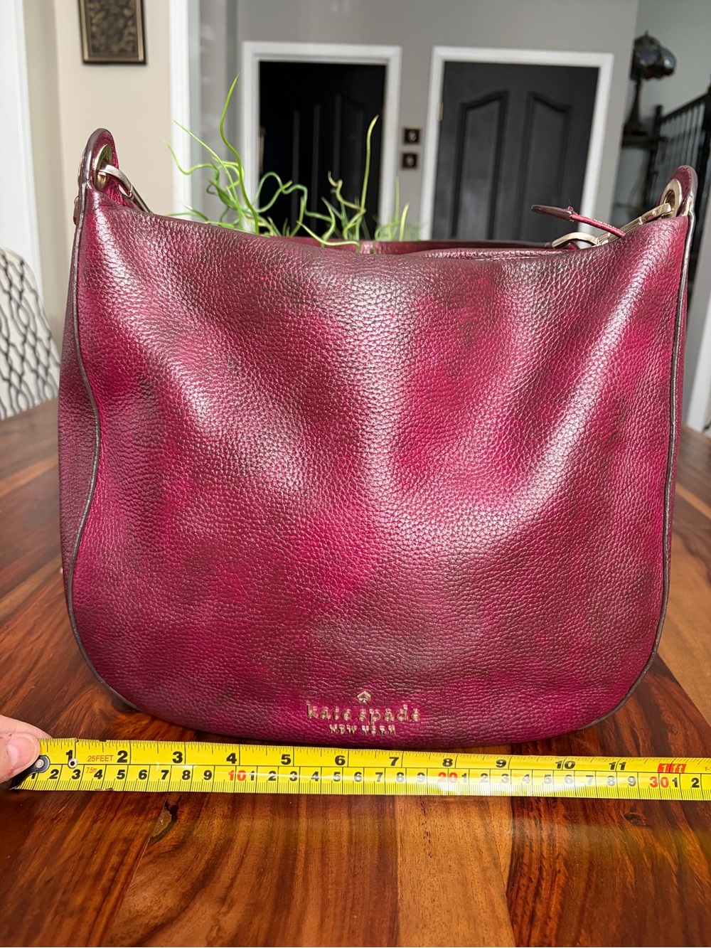 kate spade Burgundy Pebbled Leather Shoulder Bag